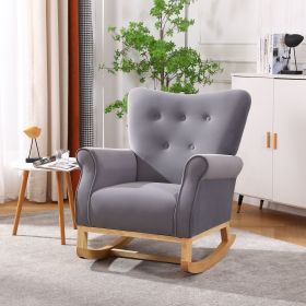 Modern Rocking Chair; Upholstered Accent Chair for Nursery; Playroom; Bedroom and Living Room; Small Contemporary Rocker; Kids Cushioned Arm Chair; Gr