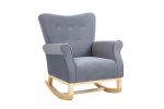 Modern Rocking Chair; Upholstered Accent Chair for Nursery; Playroom; Bedroom and Living Room; Small Contemporary Rocker; Kids Cushioned Arm Chair; Gr