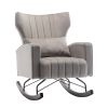 Velvet Nursery Rocking Chair; Accent Rocking Chair with with Solid Metal Legs; Upholstered Comfy Glider Rocker for Reading; Bedroom and Living Room