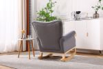 Modern Rocking Chair; Upholstered Accent Chair for Nursery; Playroom; Bedroom and Living Room; Small Contemporary Rocker; Kids Cushioned Arm Chair; Gr