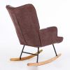 Rocking Chair, Tufted Upholstered Rocking Chair for Nursery, Comfy Wingback Glider Rocker with Safe Solid Wood Base for Living Room Bedroom Balcony