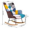 Rocking Chair, Tufted Upholstered Rocking Chair for Nursery, Comfy Wingback Glider Rocker with Safe Solid Wood Base for Living Room Bedroom Balcony