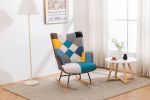 Rocking Chair, Tufted Upholstered Rocking Chair for Nursery, Comfy Wingback Glider Rocker with Safe Solid Wood Base for Living Room Bedroom Balcony