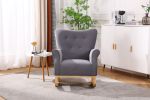 Modern Rocking Chair; Upholstered Accent Chair for Nursery; Playroom; Bedroom and Living Room; Small Contemporary Rocker; Kids Cushioned Arm Chair; Gr