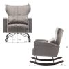 Velvet Nursery Rocking Chair; Accent Rocking Chair with with Solid Metal Legs; Upholstered Comfy Glider Rocker for Reading; Bedroom and Living Room