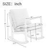 Solid Wood Rocking Chair Nursery Chair, Linen Fabric Upholstered Comfy Accent Chair for Porch, Garden Patio, Balcony, Living Room and Bedroom, Beige