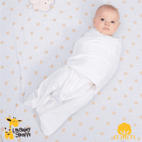 The Laughing Giraffe Baby Swaddling Sleep Sack (Color: White, size: Newborn)