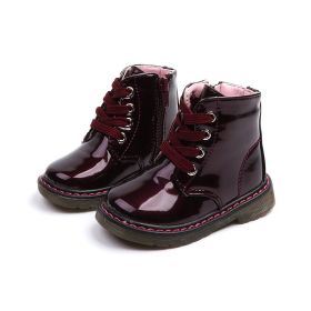 Children's Martin boots ankle boots (Option: Wine red-29)