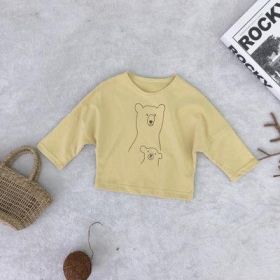 Bear print jacket in solid color (Option: Yellow-80cm)