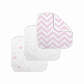 Washcloth Terry 3Pk (Color: Pnk Chevron/Wht Sol/Pink Star)
