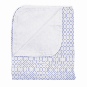 Flannel | Reversible Crib Blanket (Color: Blue Octagon, size: 42x46)