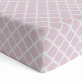 B & N Fitted Crib Sheet (Color: Pink Lattice)
