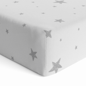 Fitted Crib Sheet Flannel (Color: Blue Scribble Star)