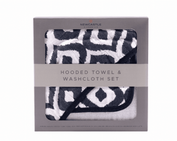Hooded Towel and Washcloth Set (Color: Moroccan Blue /Cotton)