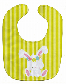 Easter Baby Bib (Color: Rabbit with Flowers, size: 10 x 13)