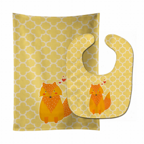 Fox Baby Bib & Burp Cloth (Color: Foxes2, size: 11 x 18)