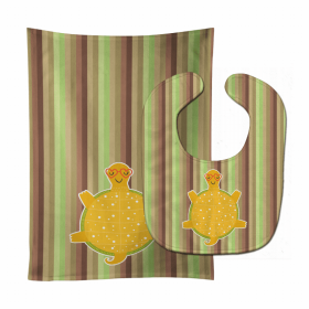 Turtle Baby Bib & Burp Cloth (Color: Turtles, size: 11 x 18)