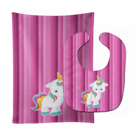 Unicorn Baby Bib & Burp Cloth (Color: Unicorns3, size: 11 x 18)