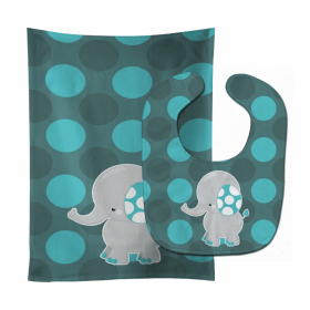 Polkadot Animal Baby Bib & Burp Cloth (Color: Elephants2, size: 11 x 18)