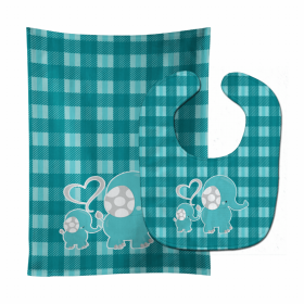 Plaid Animal Baby Bib & Burp Cloth (Color: Elephants, size: 11 x 18)