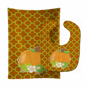 Seasonal Baby Bib & Burp Cloth (Color: Fall Pumpkin, size: 11 x 18)