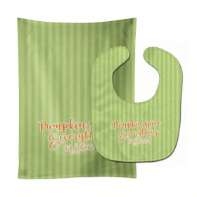 Seasonal Baby Bib & Burp Cloth (Color: Fall Pumpkin Spice Green, size: 11 x 18)