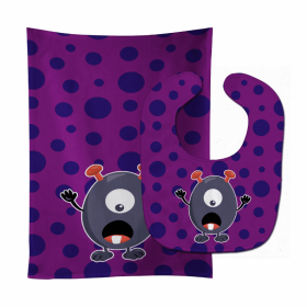 Little Monster Baby Bib & Burp Cloth (Color: Monster Grape, size: 11 x 18)