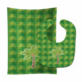 Palm Tree Baby Bib & Burp Cloth (Color: Palm Tree 2, size: 11 x 18)
