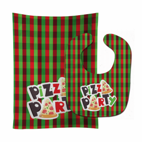 Pizza Baby Bib & Burp Cloth (Color: Pizza Party, size: 11 x 18)