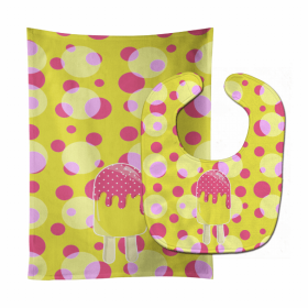Ice Pop Baby Bib & Burp Cloth (Color: Popcicle Pink Yellow, size: 11 x 18)