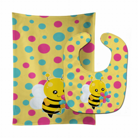 Insect Baby Bib & Burp Cloth (Color: Bee with Flower, size: 11 x 18)