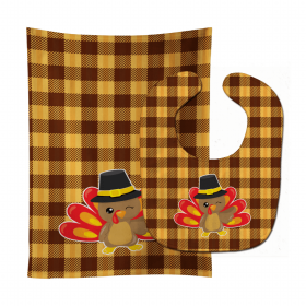 Thanksgiving Baby Bib & Burp Cloth (Color: Turkey Wink, size: 11 x 18)