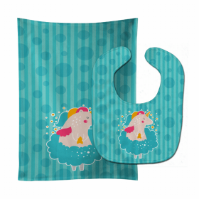 Unicorn Baby Bib & Burp Cloth (Color: Ballerina, size: 11 x 18)
