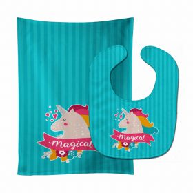 Unicorn Baby Bib & Burp Cloth (Color: Magical, size: 11 x 18)