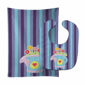 Flower Baby Bib & Burp Cloth (Color: Flower Pot, size: 11 x 18)