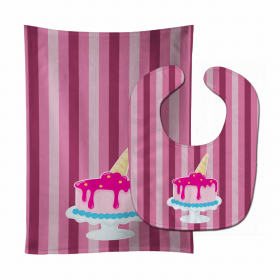 Ice Cream Baby Bib & Burp Cloth (Color: Ice Cream Cone Cake, size: 11 x 18)