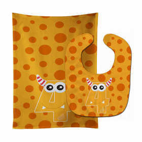 Monster Baby Bib & Burp Cloth (Color: Month 4, size: 11 x 18)