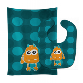 Monster Baby Bib & Burp Cloth (Color: Orange, size: 11 x 18)