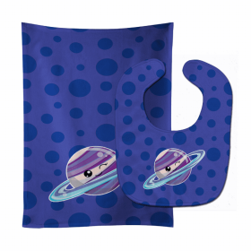 Planets Baby Bib & Burp Cloth (Color: Saturn, size: 11 x 18)