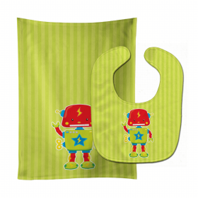 Robot Baby Bib & Burp Cloth (Color: Baby #3, size: 11 x 18)