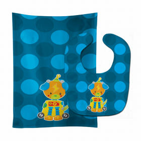Robot Baby Bib & Burp Cloth (Color: Dog, size: 11 x 18)