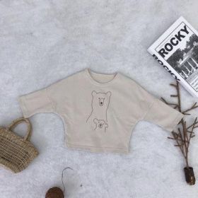 Bear print jacket in solid color (Option: Apricot-100cm)