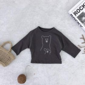 Bear print jacket in solid color (Option: Dark gray-80cm)