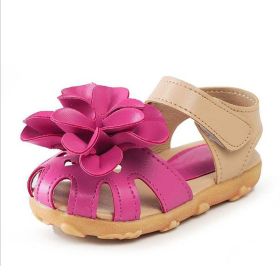 New Arrival Summer Cool Baby Girls Sandals Shoes Skidproof Toddlers Infant Children Kids Flower Shoes PU Leather Size 21-30 (Color: rose, size: 8)