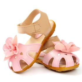 New Arrival Summer Cool Baby Girls Sandals Shoes Skidproof Toddlers Infant Children Kids Flower Shoes PU Leather Size 21-30 (Color: Pink, size: 6.5)