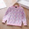 Baby Girl Strawberries Pattern Striped Design Pullover Knitted Sweater