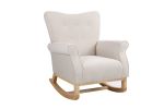 Baby Room High Back Rocking Chair Nursery Chair ; Comfortable Rocker Fabric Padded Seat ; Modern High Back Armchair