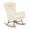 Rocking Chair - with rubber leg and cashmere fabric;  suitable for living room and bedroom