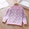 Baby Girl Strawberries Pattern Striped Design Pullover Knitted Sweater