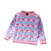 Baby Girl Strawberries Pattern Striped Design Pullover Knitted Sweater